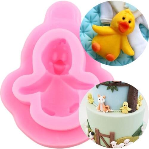 Cute Duck Silicone Molds Animals Cupcake Topper Fondant Baby Birthday Cake Decorating Tools Candy Clay Chocolate Gumpaste Moulds