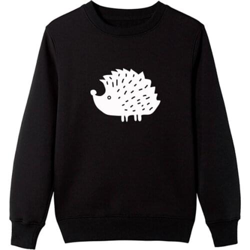 Cute Hedgehog Printed Sweatshirts Women Winter Fashion Crew Neck Hoodies Pullovers Harajuku Cartoon Clothing Tops Femenina