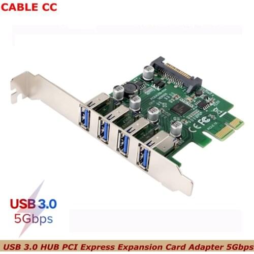 Slim 4-port PCI-E to USB 3.0 HUB PCI Express expansion card adapter 5Gbps, the best quality for motherboard computers