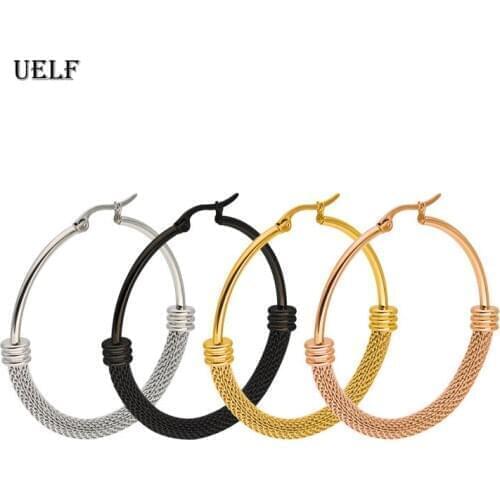 Uelf t Minimalist Stainless Steel Jewelry Fashion Round Circle Hoop Earrings For Women Gold Silver Big Earring Gifts Brincos