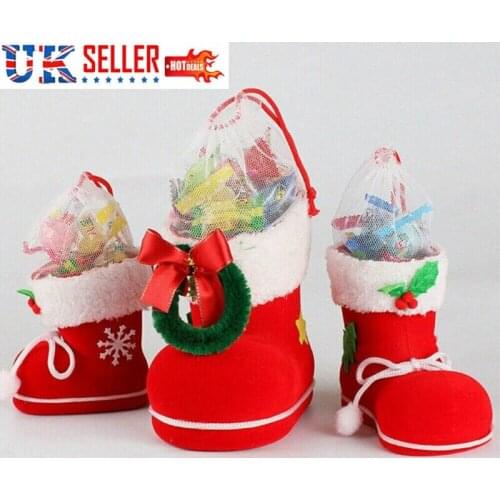 UK Traditional Father Christmas Santa Stocking Sock Sack Xmas Gift Present Bag Candy Bag