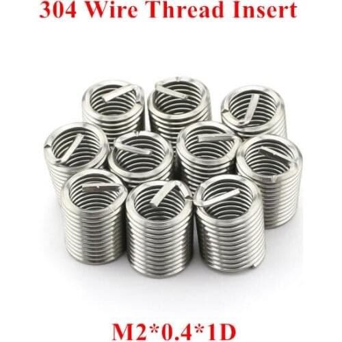 100pcs M2*0.4*1D Wire Thread Insert 304 Stainless steel M2 Screw Bushing, M2*1D Wire Screw Sleeve Thread Repair Insert