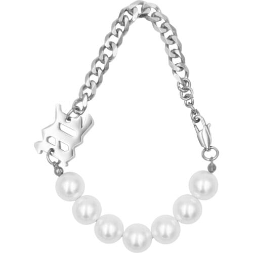 South Korea ins pearl bracelet temperament high sense chain splicing bracelet niche design personality wild men and women trend