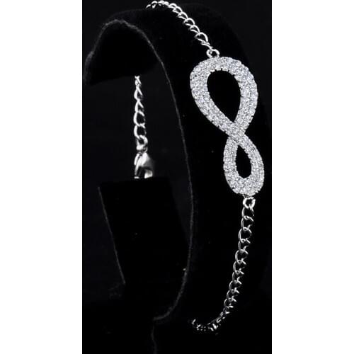 YAN MEI Top Quality Austria AAA Crystal Silver Color Infinity Bracelets Birthday/Wedding Gift For Women GLS0575