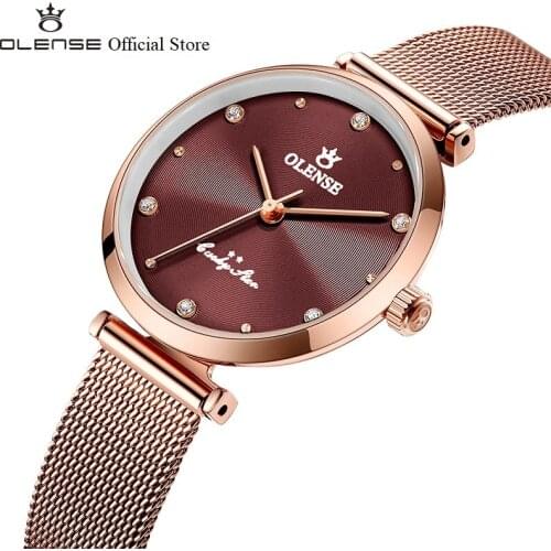 Woman Watches 2021 Brand Luxury OLENSE LQ8039 Sapphire Womens Watches Mesh Belt Waterproof Womens Wristwatch Dropshipping New
