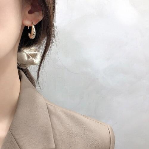 C-shaped Korean Designer Luxury Ear Hook 925 Sterling Silver Stud Earrings For Women Fashion Dainty Trendy Jewelry
