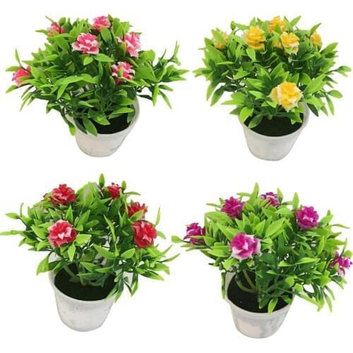 1Pc New Potted Artificial Flower Rose Stage Garden Wedding Home Party Fake Flower Home Decoration Props 13*14cm