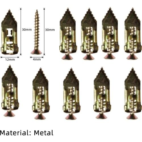 10pc With Screws Manganese Steel Home Self Drilling Drywall Anchor Kit Toggle