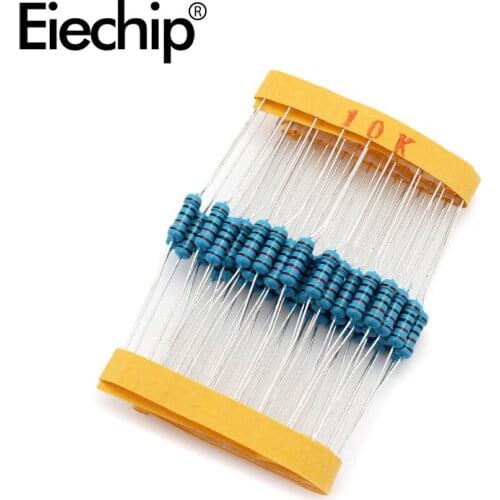 100pcs/lot 0.5W 1 ohm 1% Metal film resistor 1/2W resistance 10K Electronic resistors