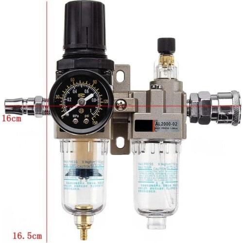 150Psi Manual Drainage Supply Air Pump Air Compressor Oil Filter Regulator Pneumatic Water Separator Two-piece AC2010-02 Gauge