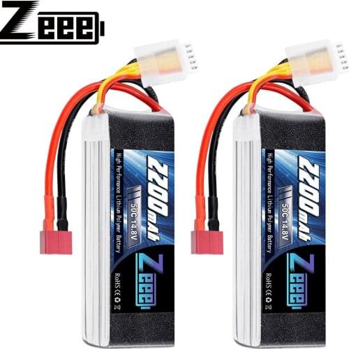 2PCS Zeee 4S Lipo Battery 14.8V 50C 2200mAh with Deans Plug For RC Car Helicopter Drone Boat Airplane