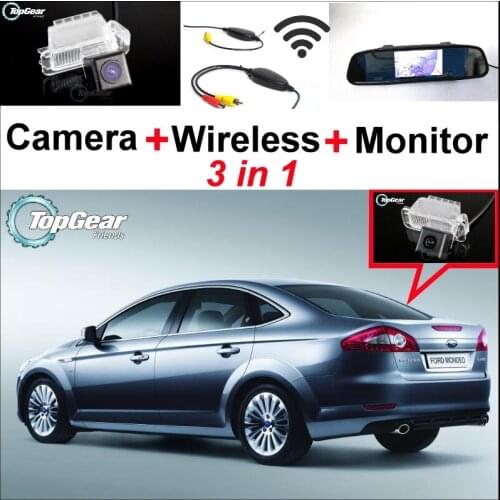 3 in1 Special Rear View Camera + Wireless Receiver + Mirror Monitor Back Up Parking System For Ford For Mondeo 2008~2014