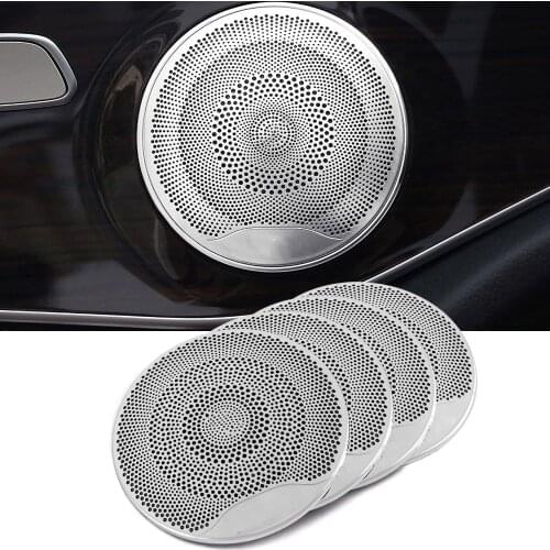 4pcs Car Door Audio Speaker Trim Cover For Mercedes Benz AMG C E Class W205 W213 GLC Loudspeaker 3D Decor Sticker Car Tuning