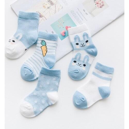 5pcs Boy girl Children Baby Girls Socks Stripped Airy Short Ribbed Socks for Baby Kids Summer Cotton Socks 1-5Y