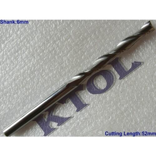 6x52MM- Customize LONG 2 Flutes Spiral End Millinging Tool, Tungsten Carbide Milling Cutters for CNC Engraving Cutting Machine