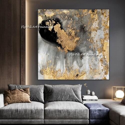 Abstract Handmade Gold Color Oil Paintings Modern Canvas Painting Wall Painting Decorate the office home Decoration