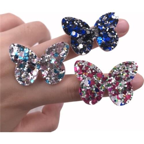 AIJJU 20 Pcs 3x4cm Glitter Rainbow Sequin Butterfly Appliques for DIY Craft Hair Clip Decor Costumes Children Toys Accessories