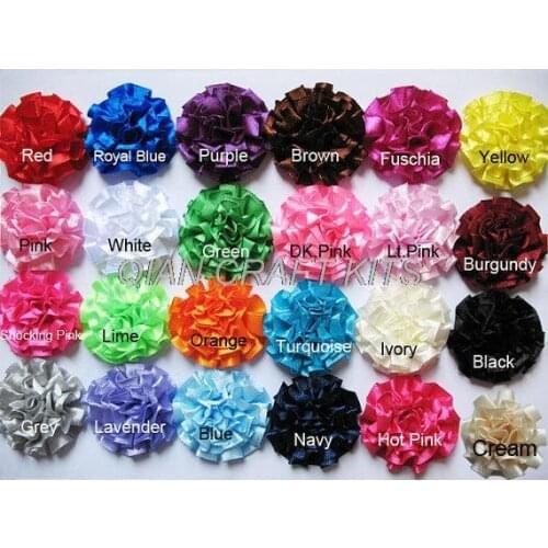 80pcs of Satin Ribbon Cabbage 2" Rose mixed colors or specified fabric flower no clips for diy approx.50mm