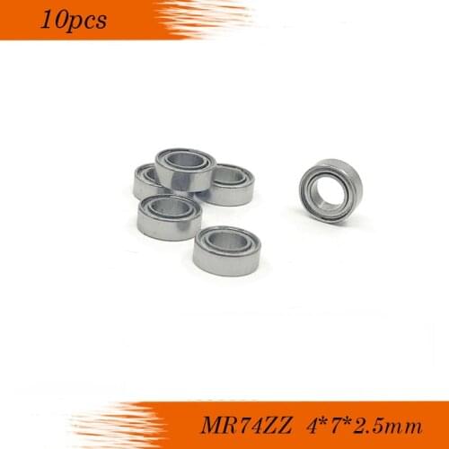 Free Shipping 10 PCS MR74ZZ ABEC-5 4X7X2.5 mm Deep groove Ball Bearings MR74 / L-740 ZZ
