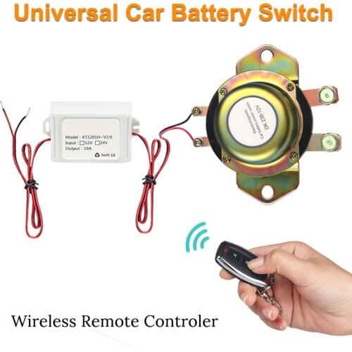 Wireless Control 12V Car Battery Switch Disconnect Latching Relay Electromagnetic Auto Power Terminal + Remote Control