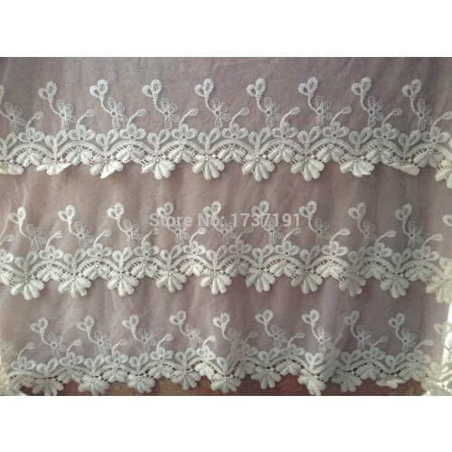 Beige Wedding Lace Fabric Cotton Embroider Lace Fabric Vintage Bridal Gown Fabric Lace Embroidery Clothes Wedding Accessories