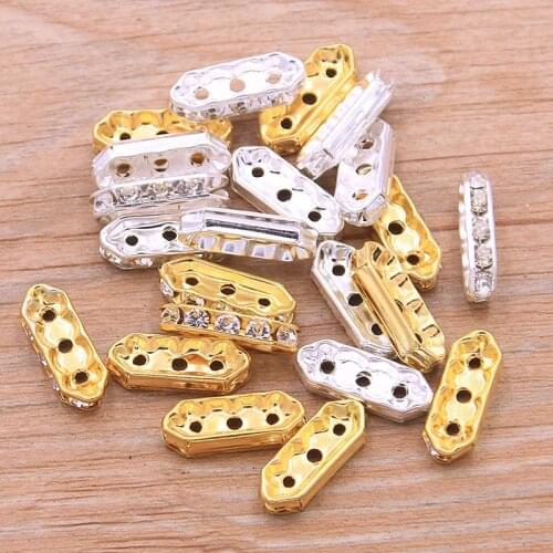 PULCHRITUDE 50Pcs 6*17mm 2 Color Rectangle Bead Charms Porous Connector For DIY Necklace Bracelets Jewelry Handmade Making