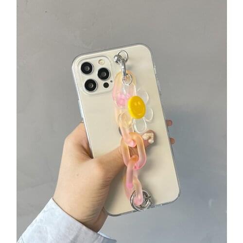 Wrist Chain Phone Case For Huawei P40 P10 Plus P20 P30 Mate 40 30 9 10 Lite 20 Pro 20 X Sunflower Crystal Bracelet Soft Cover