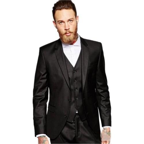 Formal Business Black Men Suits for Wedding Groom Tuxedos Groomsmen Man Blazers Slim Fit Terno Masculino Costume Homme 3Piece