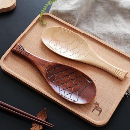 Wooden Fish-shaped Spoon Creative Wooden Spoon Fish-shaped Shovel Environment-friendly Kitchen Cooking Spoons Home Gadget
