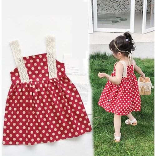 Baby Girl Dress 2021 Summer New Childrens Lace Sling Polka Ddot Princess Dress Cute Girl Sleeveless Vestidos Children 2-6 Years