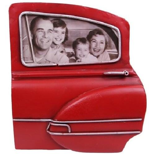 Photo Frame Red Car Door Metal Decor Vintage Decorative Gift Trinket Miniature Nostalgic Handmade Hand Painted Quality Durable