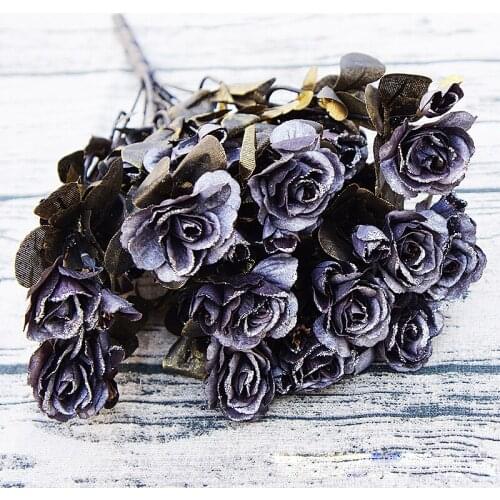 Simulation Rhododendron Roses Bouquet Actual Feel Golden Retro Sprigs Home Wedding Party Decoration Holiday Gifts DIY Flowers