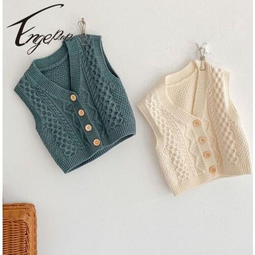 Engepapa Kids Knitted Cardigan Vest Korean Style Newborn Baby Boys Sleeveless Sweater Spring Autumn Toddler Baby Girls Cardigan