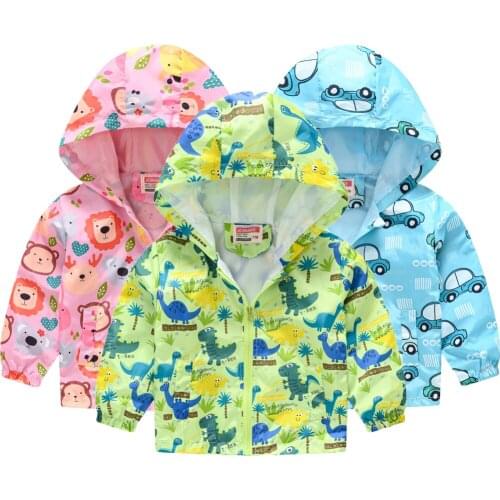 Cute Dinosaur Autumn Boys Hooded Coat Spring Children Jacket Boys Sweatshirt Active Kids Windbreaker Baby Clothes Clothing