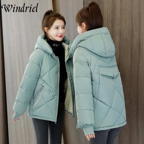 Autumn Winter Jacket Women Hooded Warm Parka Casual Letter Thick Warm Winter Coat Female Students Wadded Jacket Windriel