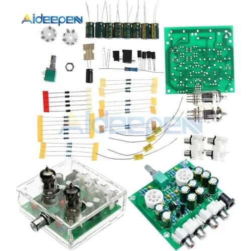 AC 12V 0.8A 6J2 Tube Amplifier DIY Kit AMP Pre-Amplifier Board Headphone Buffer Module Stereo Potentiometer 6J2 Case Replace 6J1