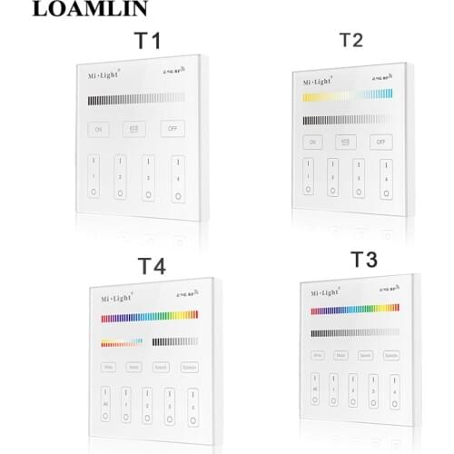 Milight Led Panel Controller 2.4G wireless 4 Zone RF Dimmable dimmer remote Touch Panel Wall-mounted Controller T1 T2 T3 T4