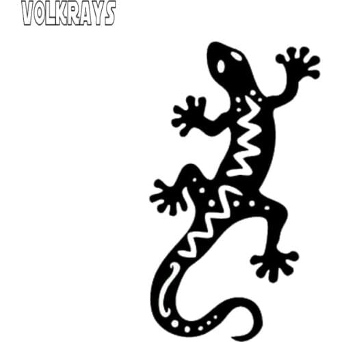 Volkrays Fashion Car Sticker Gecko Lizard Vivid Animal Accessories Reflective Waterproof Vinyl Decal Black/Silver,14cm*7cm
