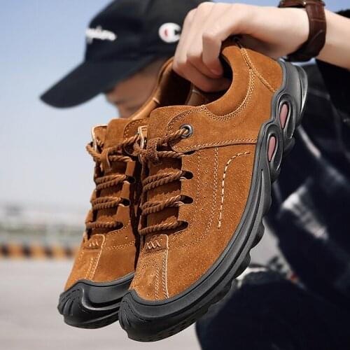 Fashion Hiking Shoes Men Casual Shoes Comfortable Lightweight Outdoor Shoes Male Travel Footwear Handmade Leisure Flats Men Shoe