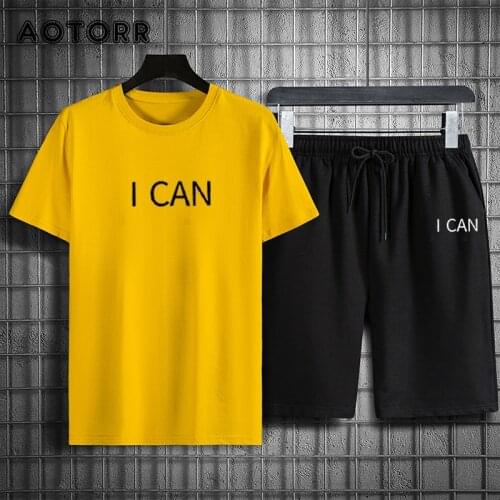 Mens Clothing Tracksuit Summer Sportswear Simple T Shirt + Shorts Casual Man Joggering Suit Running Stretched 2 Pieces Set 4XL