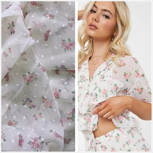 Soft Chiffon Gauze flower overlay lace fabric 3D Polka Dots lace fabric For Dance Dress Pajamas Beach Dress By 1 yard