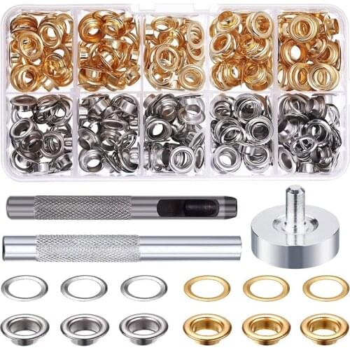 New 100 Sets 1/4 Inch Grommet Kit Grommets Eyelets with 3 Pieces Install Tool Kit, 2 Colors