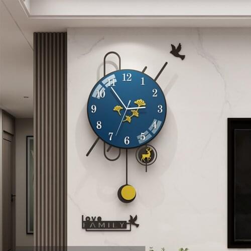 Wall Clock for Living Room Decor,20 inch Silent Pendulum Wall Clocks, Battery Operated NonTicking ,Interior Decoration