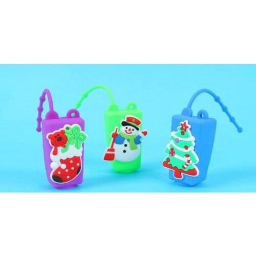 2021 New 10Pcs Hand Sanitizer Mini Refillable Empty Bottle with Christmas Silicone Holder