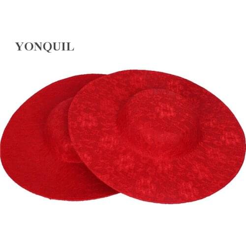 New Arrival 30CM Red Big Size Millinery Imitation Sinamay Fascinators Base with Lace Party Hat DIY Hair Accessories Cocktail Hat
