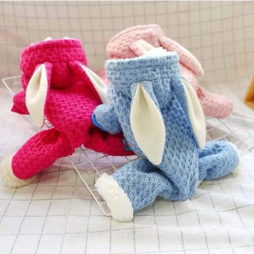 Pet Dog Clothes Mascotas Costume Clothes for Pet Hoodies Cute Rabbit Ear Hoohed Dog Clothing Puppy Fleece Warm Cat Jacket Outfit