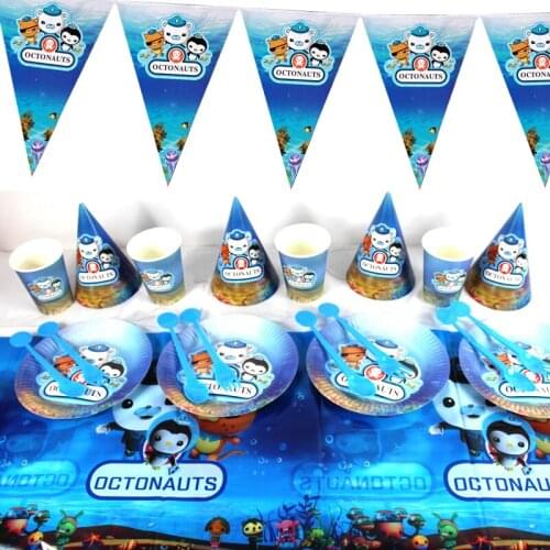 The Octonauts Theme Party Decoration Baby Shower Kids Birthday Party Supplies Paper Cup Plate Tablecloth Hat Blowout Fork Spoon