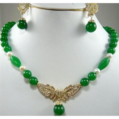 Good 6 color!white/black pearl &green JADE red shell necklace pendant earring set can choose