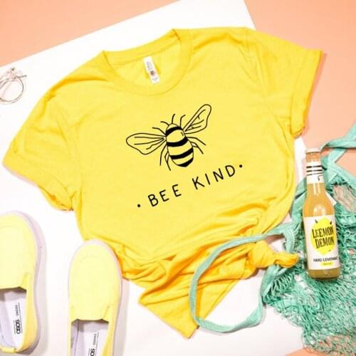 Bee Kind Women T Shirt Save The Bees Graphic Tee Cute Animal Printed Woman Tshirts Kawaii Cotton Clothes T-shirts Dropshipping