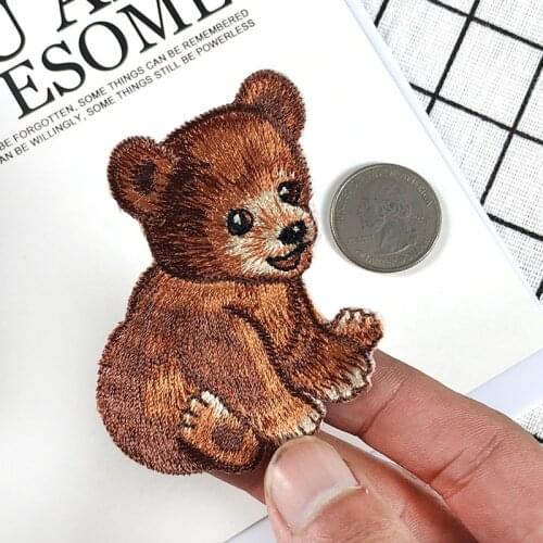 PGY Fine Bear Embroidered Cloth Patch Stickers Decorative Stickers Cartoon Childrens Clothes Iron On Bears Parches Diy Badges